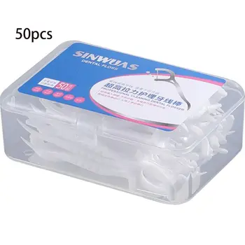 

50Pcs/Box Disposable Superfine Dental Floss Picks Stick Bow-Shaped Tooth Cleaner Toothpick Oral Hygiene Tool With Portable Case