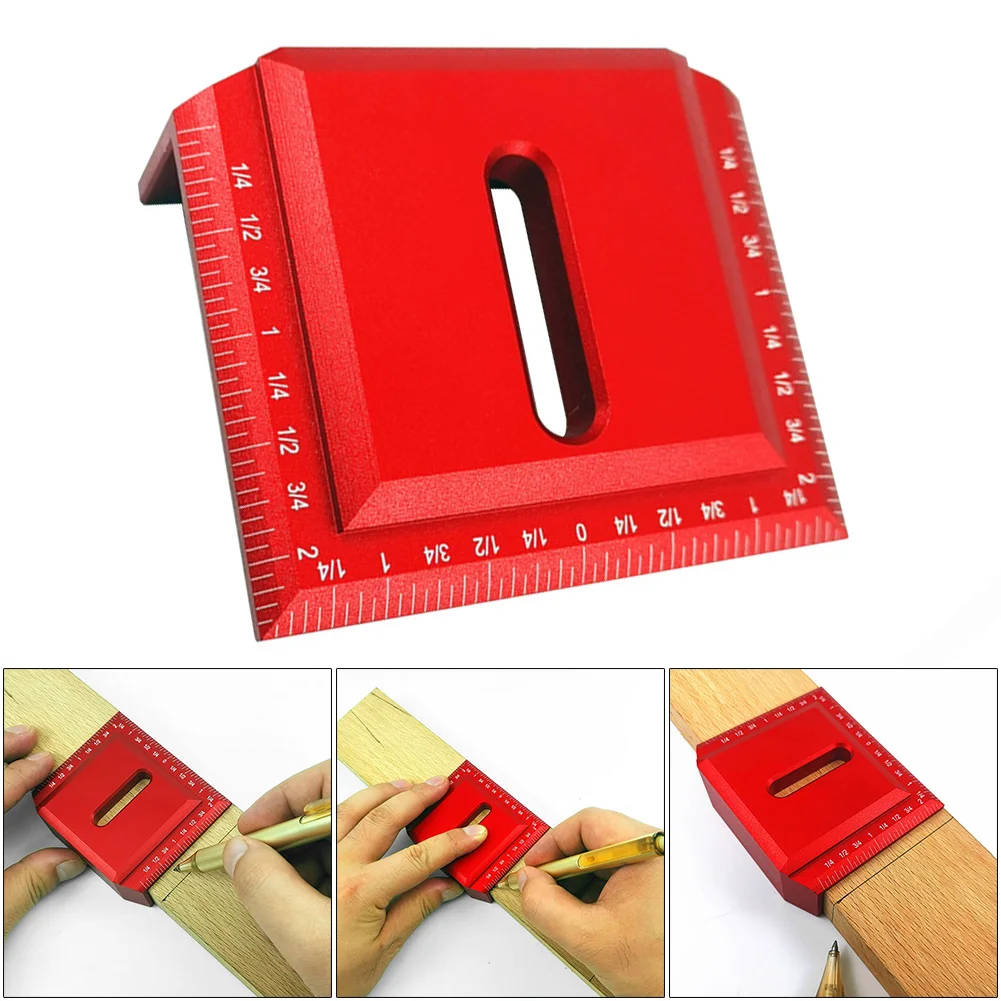 Multifunction DIY Aluminum Alloy Anti Oxidation Woodworking Saddle Square 45 90 Degree Tool Miter Gauge Layout Ruler Marking