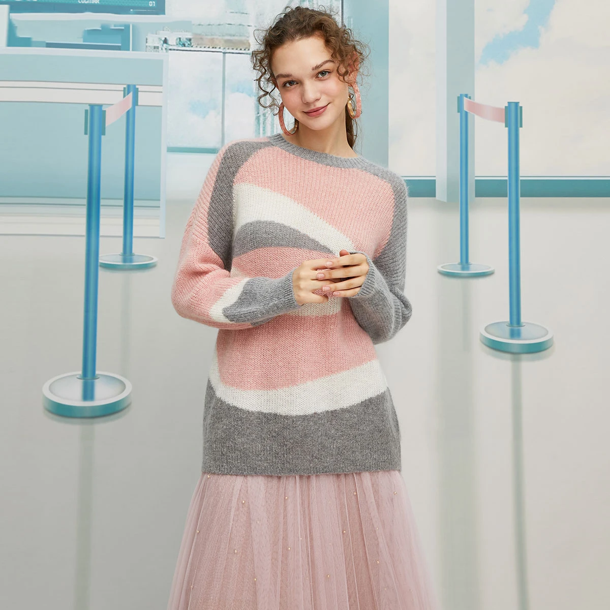 Vero Moda осенне-зимний свитер средней длины из овечьей шерсти | 319413534 - Цвет: Lt. grey mel