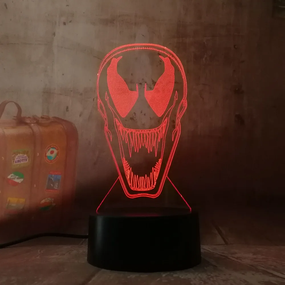 Светодиодный ночной Светильник DC Marvel Comics, фигура Венома, ночной Светильник для детской кровати, декоративная атмосферная Сенсорная лампа 3d