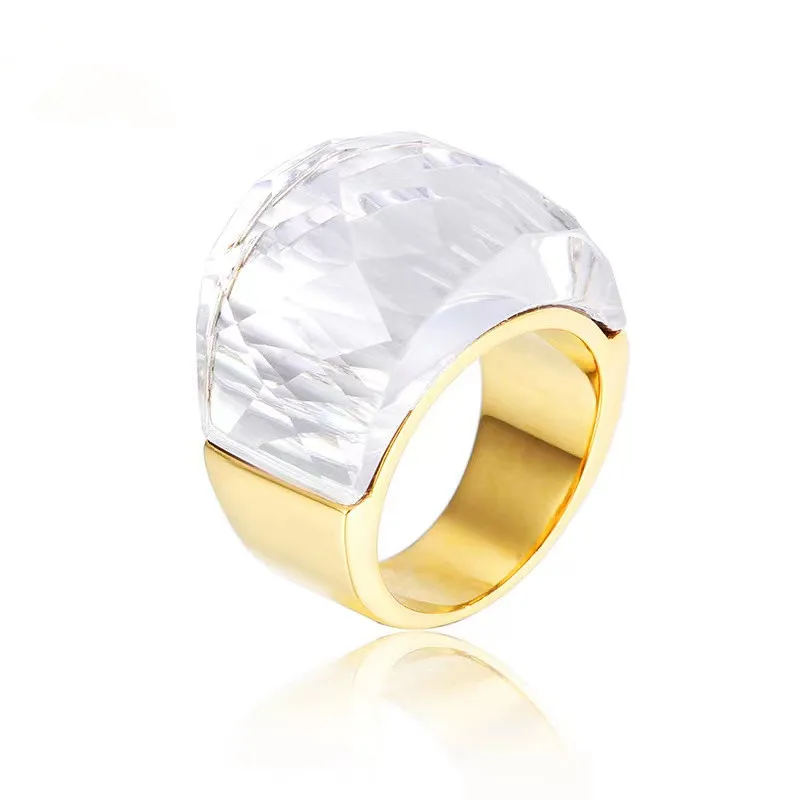 Finger Rings Stainless Steel CZ Stone 6MM Width Fit Formal Party Accessories fashion rings crystal rings bohemian rings