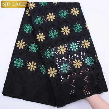 

SJD LACE African Cotton Lace Fabric High Quality Swiss Voile Lace In Switzerland Punch Pure Cotton Lace For Wedding Dress 1780B