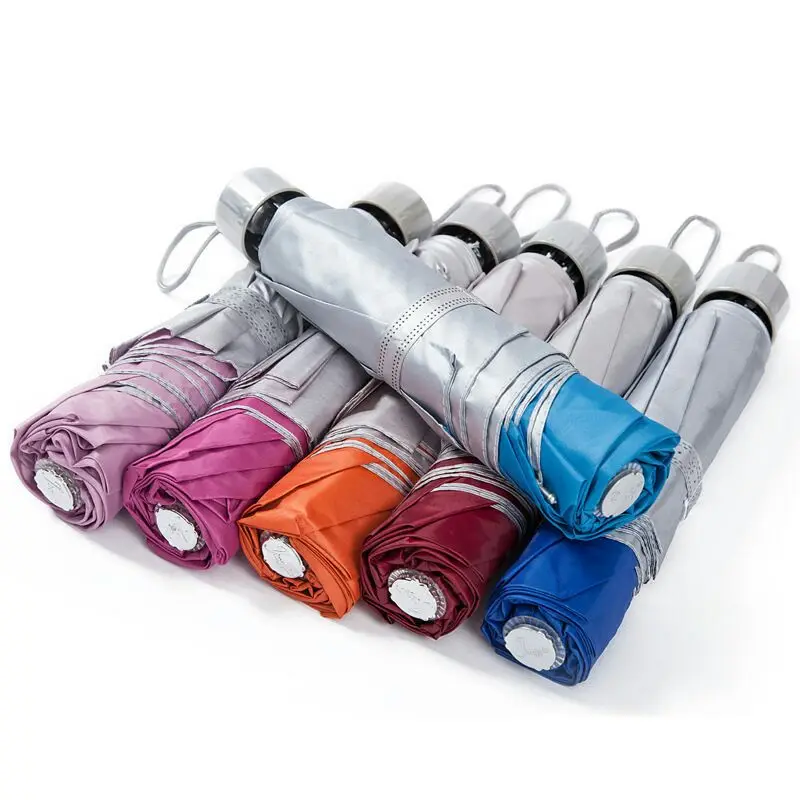 

Umbrella Direct Wholesale Three Fold Stereotyped Folding Umbrella 8K Silver Colored Cloth Sun-resistant Water Resistant UV-Prote