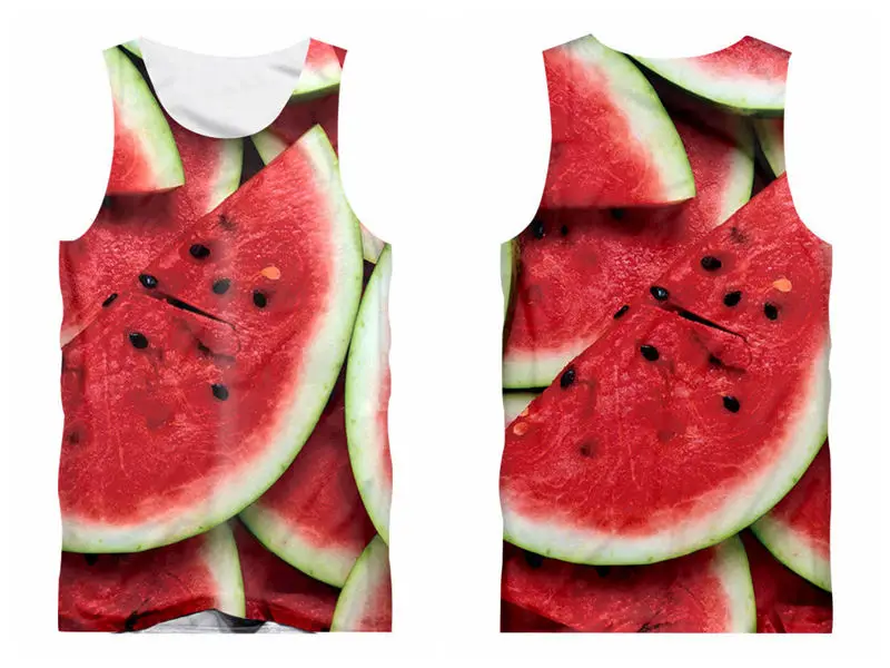 Unisex 3d tank tops Освежающие летние мужские майки с коротким рукавом и рисунком фруктов, 3D принт, красный арбуз, унисекс, забавные майки для отдыха, большие размеры S-6XL - Цвет: Unisex 3d tank tops