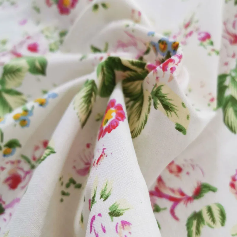 cotton and linen fabric printed Green leaf flower cotton fabric DIY sofa curtain tablecloth home decor cotton fabric D20