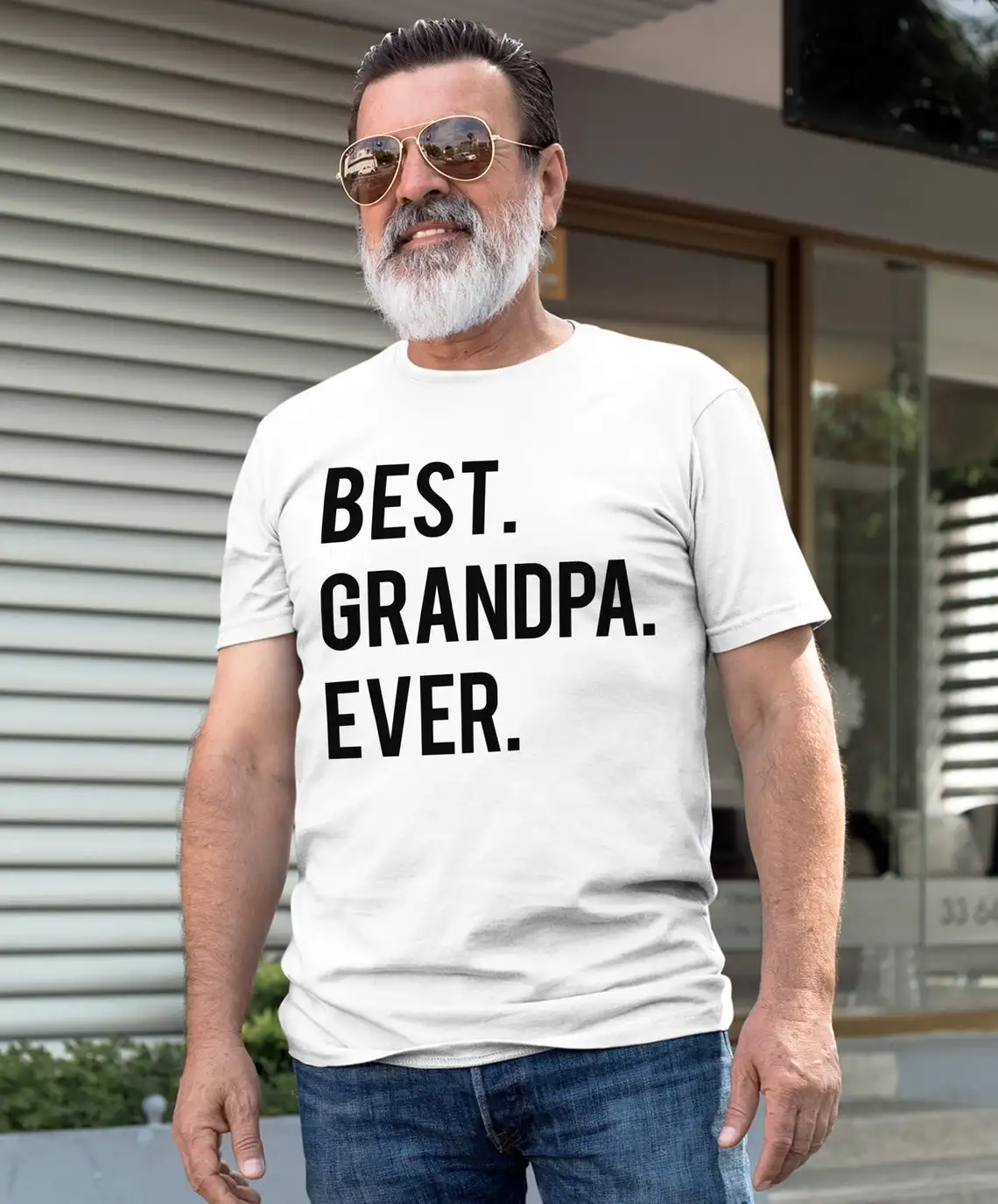 Best Grandpa Ever Letter Print Men s T Shirt Graphic Tees Men Round Neck Short Sleeve