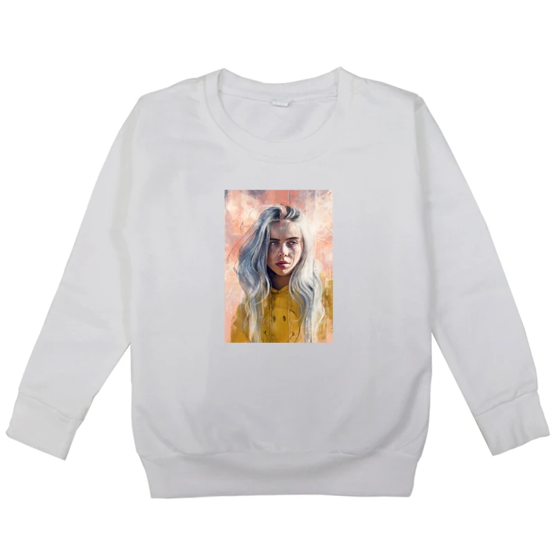 Модные толстовки с капюшоном в стиле kpop Billie Eilish; Осенняя теплая детская одежда с длинными рукавами для мальчиков; Повседневные детские топы с длинными рукавами; пуловер