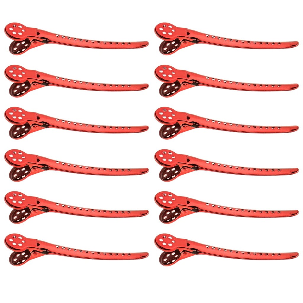 12 pcs Modish Alligator Hair Clips Salon Stylist Hairdressing Style Sectioning Grip Clamps Claw Beauty Tool