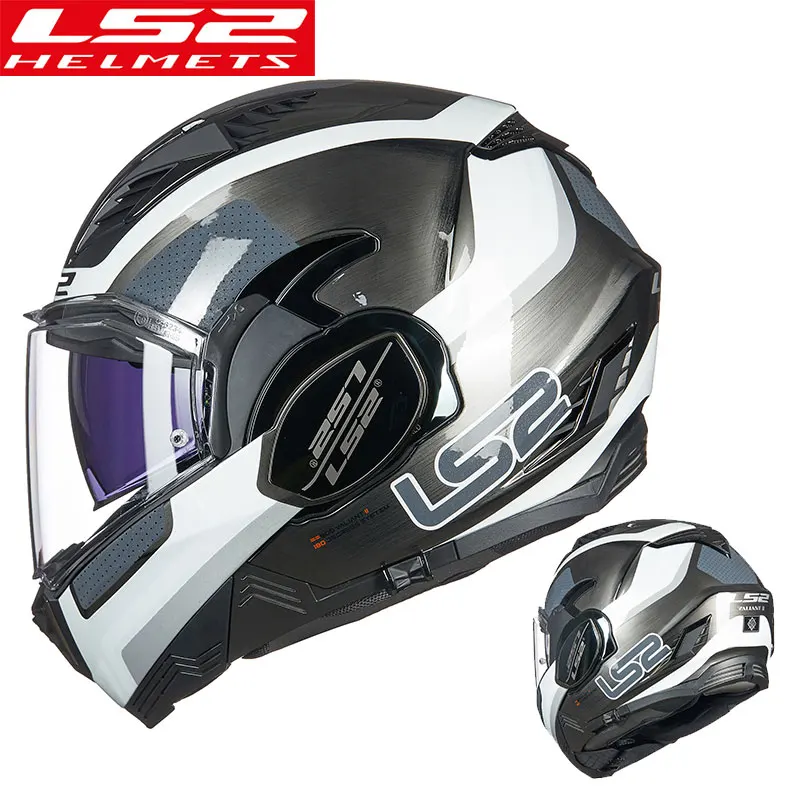 US $312.55 Original LS2 FF900 Valiant II 180Degrees Flip Up Modular KPA Shell Motorcycle Helmet With Antifog Patch Holes Casco Moto Casque