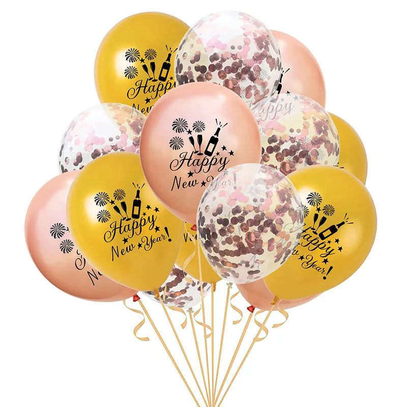 Счастливый год фольга, латекс воздушный шар счастливый год Бумага гирлянда Photo Booth рамки реквизит ЕВА вечерние Happy год украшения - Цвет: B04-15pcs-12inch