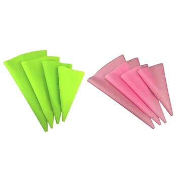 

16Pcs Silicone DIY Icing Piping Cream Cake Decorating Tools Reusable Pastry Bag 10/12/14/16 Inch-Green & Pink