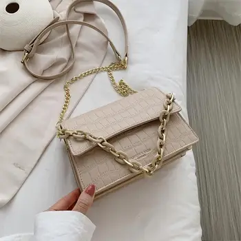 

Stone Pattern Small PU Leather Crossbody Bags For Women 2020 Fashion Acrylic Chain Design Shoulder Handbags and Purses