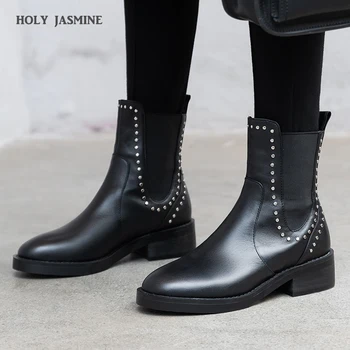 

2020 winter New Burgundy Bootie Size 40 Best Genuine Platform Female Marten Leather Led Heel Ankle Boots Oxfords Shoe for Women