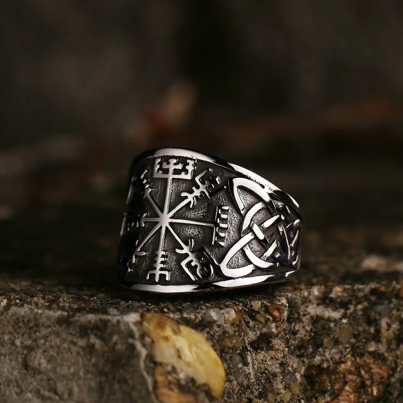 Beier New Design Viking Celtic Knot Rings for Men Retro Compass Runic Biker Jewelry Gift finger ring