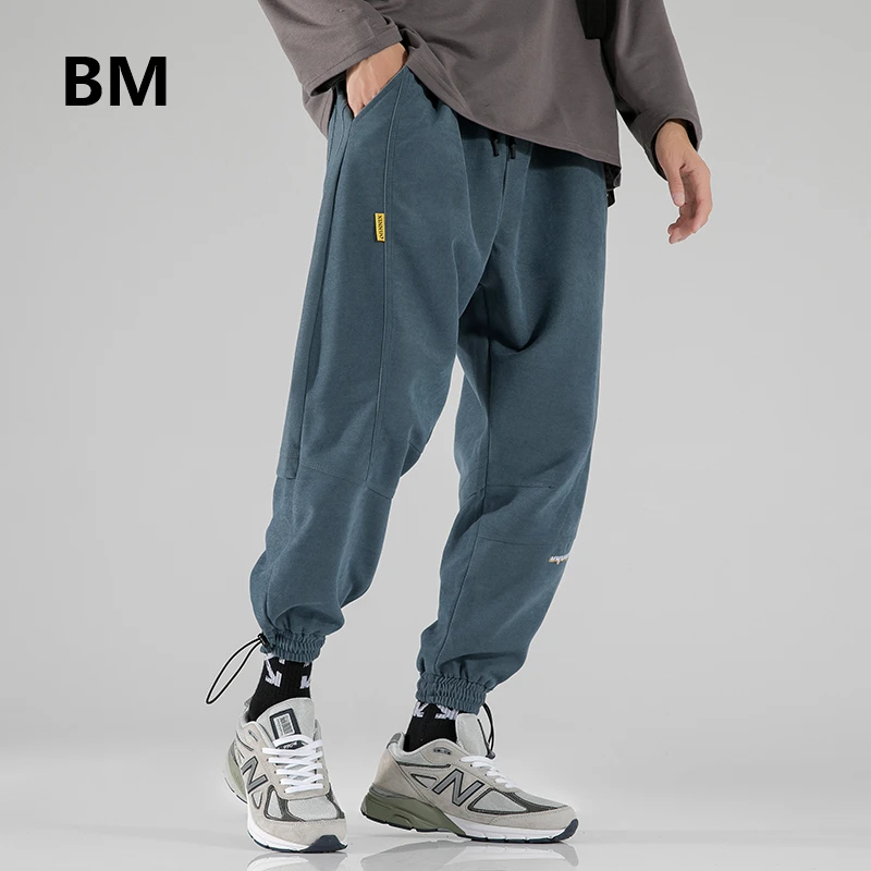 Men Clothing Sweatpants Joggers Running-Pants Streetwear Korean-Style Sport Fashion Black