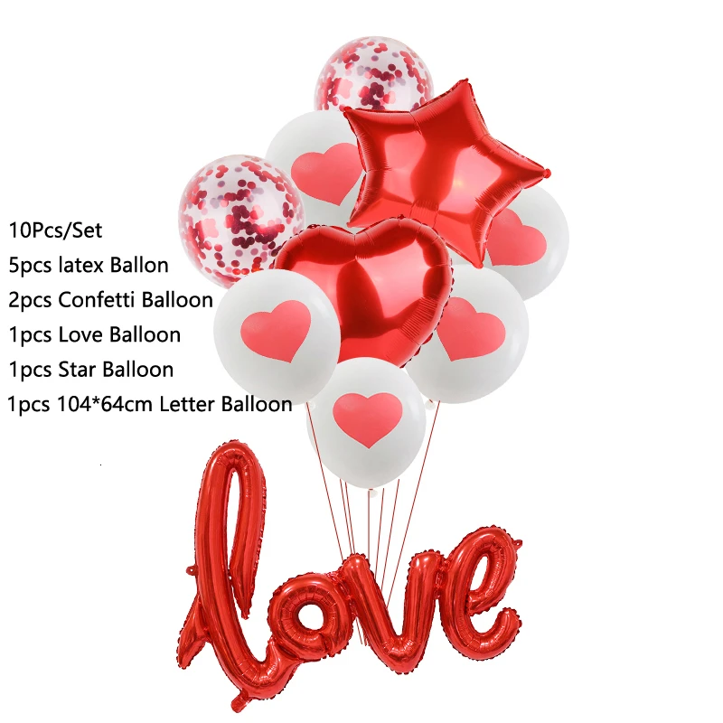 10pcs Red Heart A 1 Набор воздушных шаров колонна-подставка наборы воздушных шаров стенд Арка с рамкой основание и полюс для дня рождения свадьбы Валентина украшения - Цвет: 10pcs Red Heart A