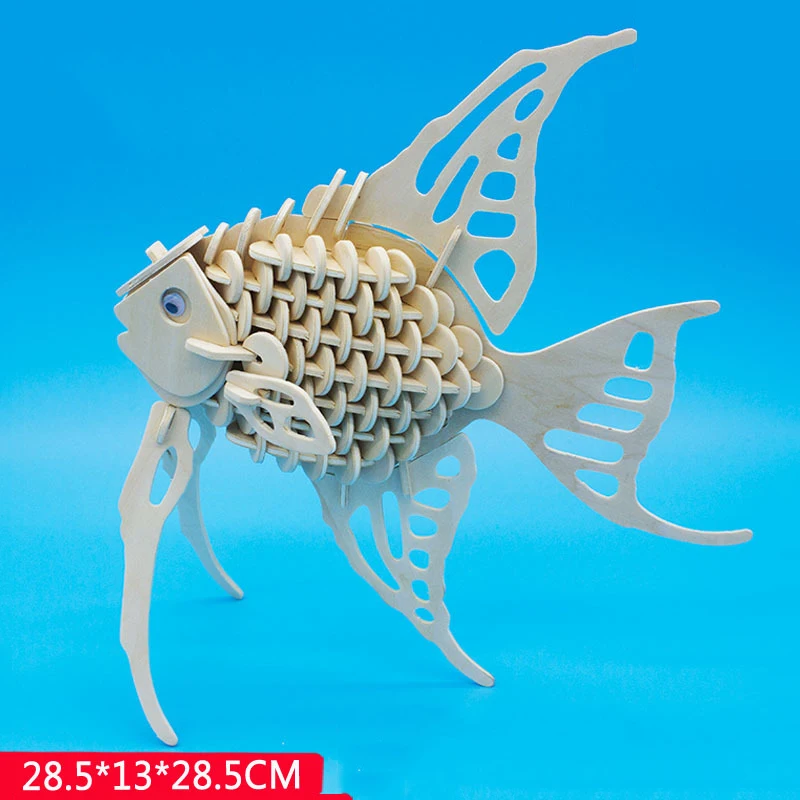 

High quality Children Toy Model Alpinia oxyphylla wooden Three-dimensional Fish 3d