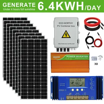 

ECO-WORTHY 1600W 1200W 800W 600W 400W Watt Solar Panel Kit For Home RV Marine Shed US