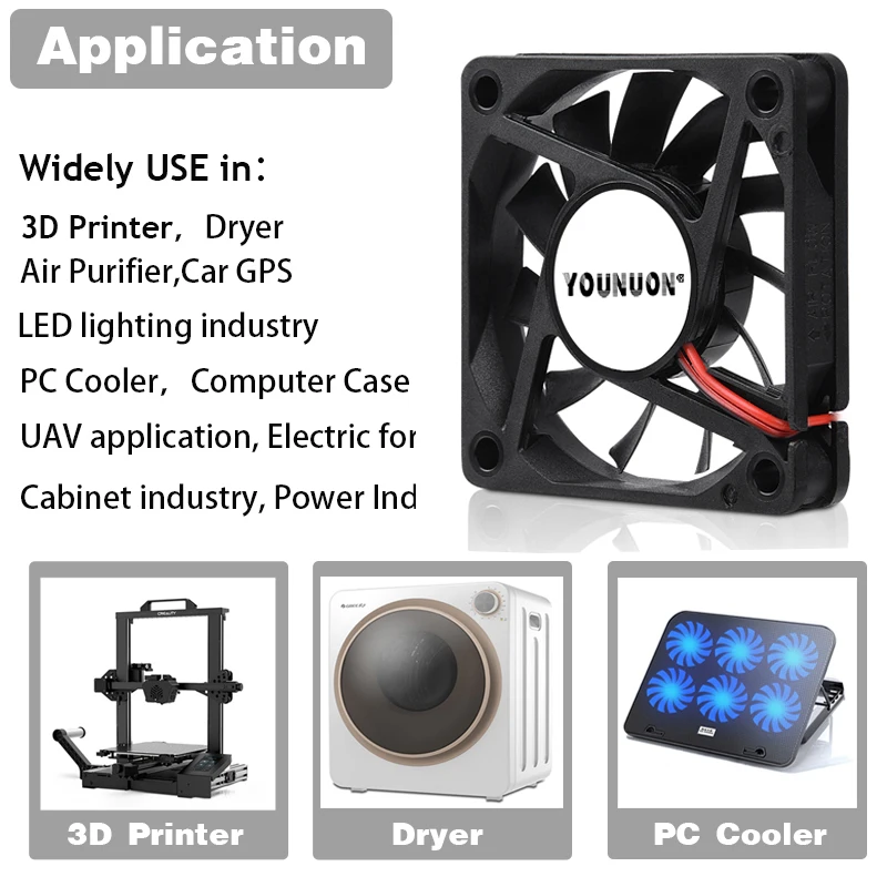 Ventilador Cooler dc sem Escova Peças 60 mm 5v 12v 24v 2pin Pinos 60x60x10 mm 6010 6cm para Computador pc Caixa de Refrigeração - Imagem 6