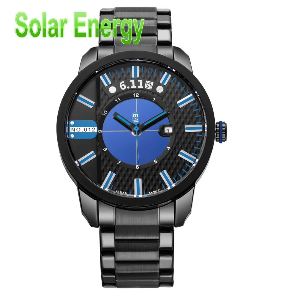 6,11 Брендовые часы мужские с солнечной энергией reloj macsulino light energy кварцевые часы со стальным ремешком водонепроницаемые часы с календарем Мужские