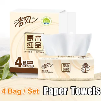 

100 Sheet Portable Oil Absorption Hand Paper Towels Disposable Household Supplies Virgin Wood Pulp Kitchen Tissue Paper 4 Packs