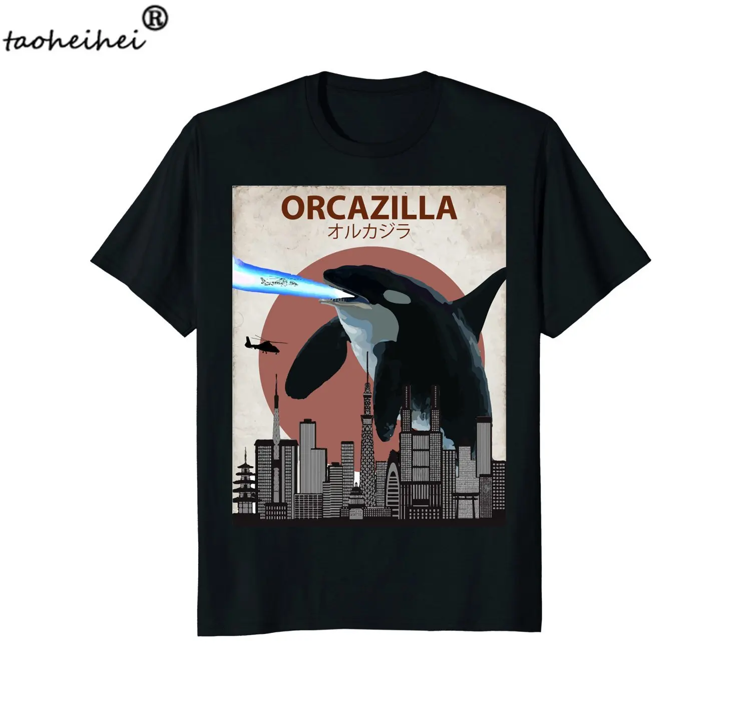 Лидер продаж Модная хлопковая футболка Orcazilla забавная Футболка с принтом Кита
