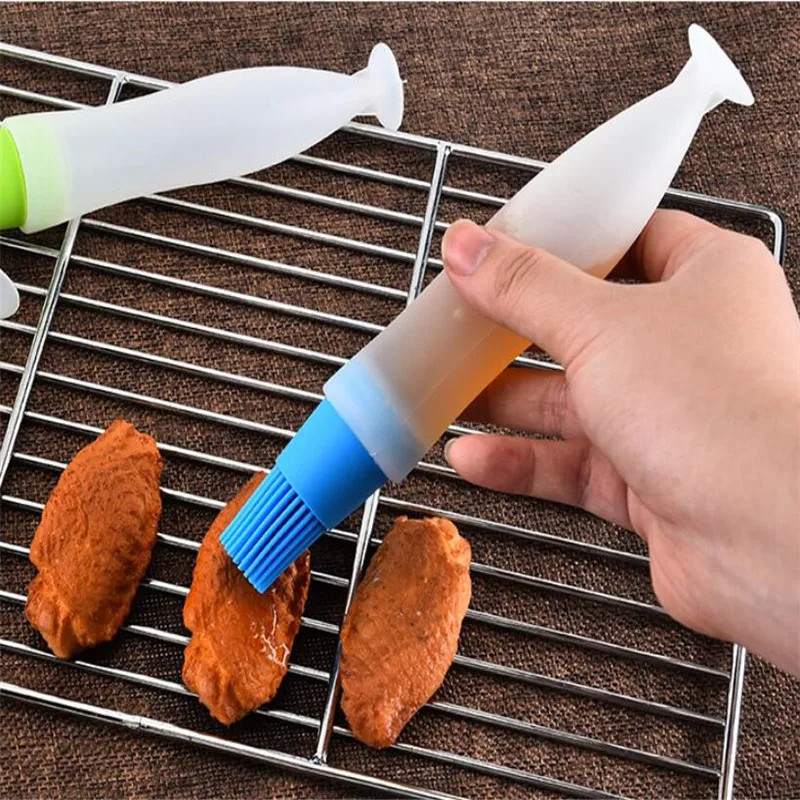 Silicone BBQ Basting Brushes Oil Bottle Brush Kitchen Gadgets Barbecue Tools Portable Temperature Resistant Baking Accessories