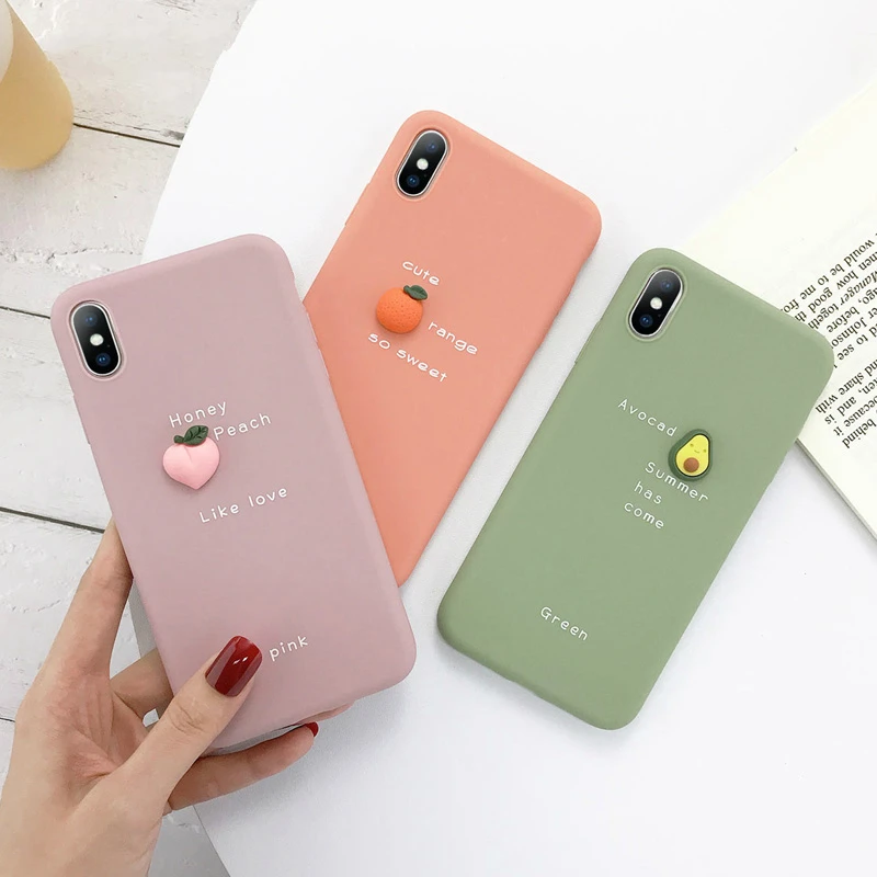 10 шт 3D карамельный цвет авокадо буквы мягкий чехол для телефона для iPhone 11 Pro XS MAX XR X Силиконовый чехол для iPhone 7 6 6S 8 Plus