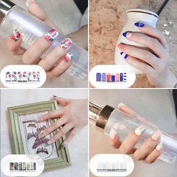 

14tips Nail Art Adhesive Sticker Christmas DIY Flower Manicure Snowflake Shiny Sequins Nail decals decoration Polish Strips