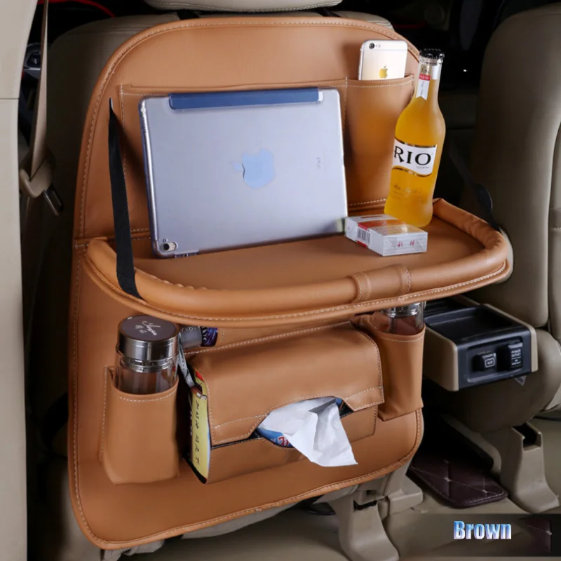 

2019 Car Seat Back Organizer Storage Bag Travel Holder in Car Goods Universal Leather in Auto Back Seat Bag Protector Accessoire