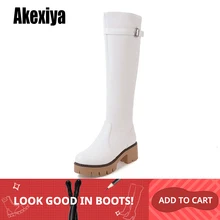 Модные высокие сапоги с круглым носком; женские зимние сапоги на водонепроницаемой платформе; женская обувь на высоком каблуке на молнии; цвет коричневый, белый, бежевый, черный; f1076