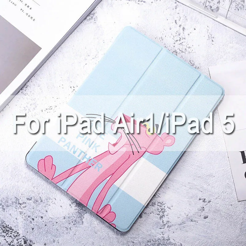 Ультратонкий легкий розовый чехол с рисунком для нового iPad 9,7 iPad 10,2 10,5 Funda Stander Smart Cover для iPad Air1 Air2 A1474 - Цвет: Blue for air1