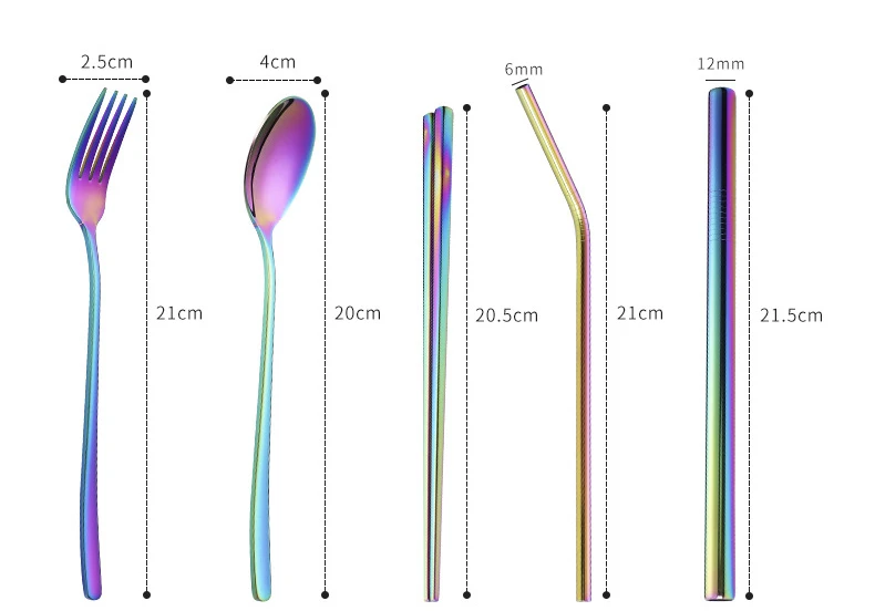 7Pce набор соломы из нержавеющей стали комплект переносной посуды ложка палочки для еды