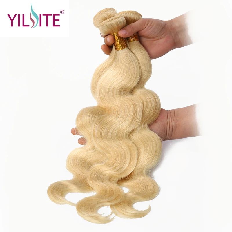 YILITE, 613 блонд, монгольские Человеческие волосы Remy, пряди, 1 шт., чистый 613 цвет, объемные волнистые волосы, Уток 8 дюймов-30 дюймов, волосы для наращивания без запаха