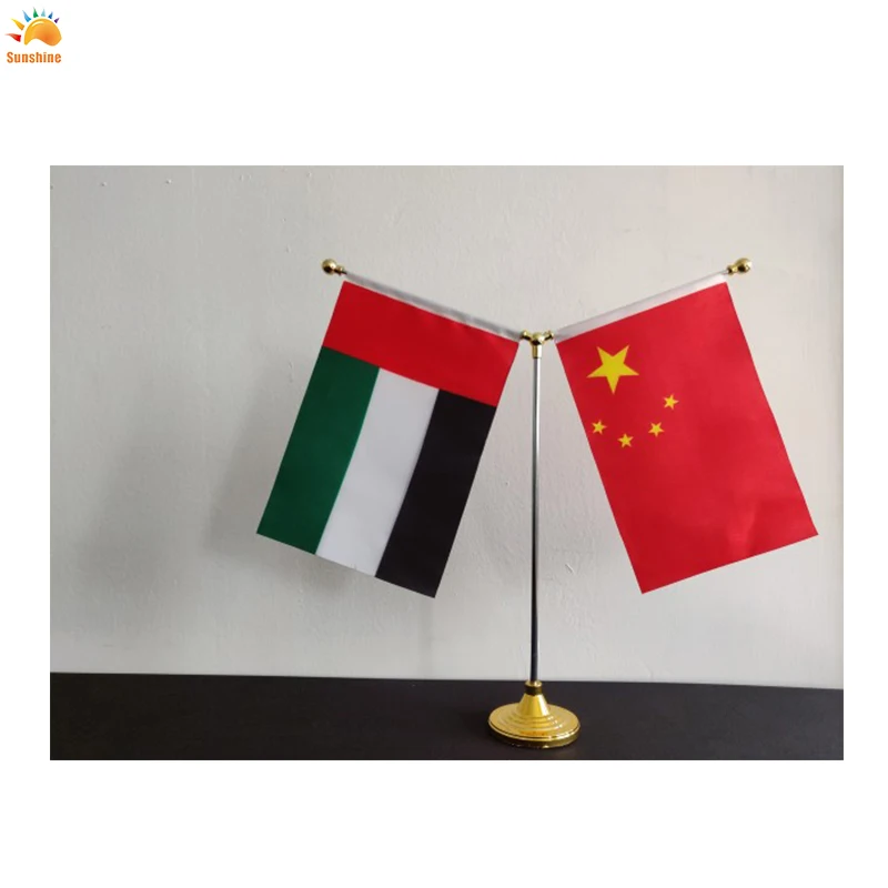 

metal stand Custom Flag Desk Table National Flags 14*21cm Any Country Crystal Table Flag with metal Stand Pole