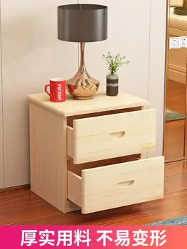 

Simple Bedside Table Full Solid Wood Modern Minimalist Bedroom Storage Cabinet Bedside Storage Net Red Bedside Cabinet
