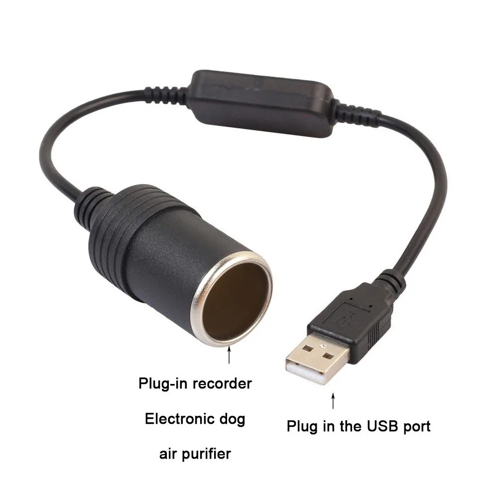 USB порт преобразователь питания USB Мужской 5 В до 12 В розетка для автомобильного прикуривателя Конвертер кабель адаптер Автомобильное зарядное устройство авто аксессуары