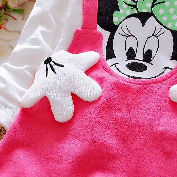 Новое модное платье для девочек, костюм для малышей, чистый хлопок, летняя красивая футболка принцессы с Минни Маус