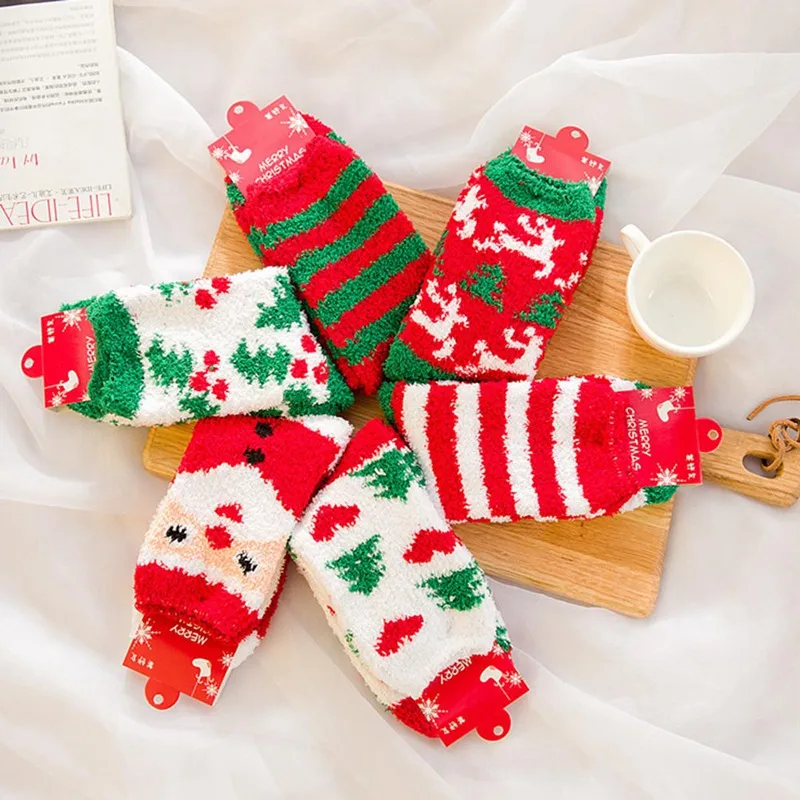 Женские зимние теплые носки Корейская версия кораллового флиса милые бархатные