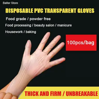 

100pcs/box Disposable Gloves Food Pvc Transparent Gloves Household Cleaning Beauty Salons Food Processing Fruit Vegetable Gloves
