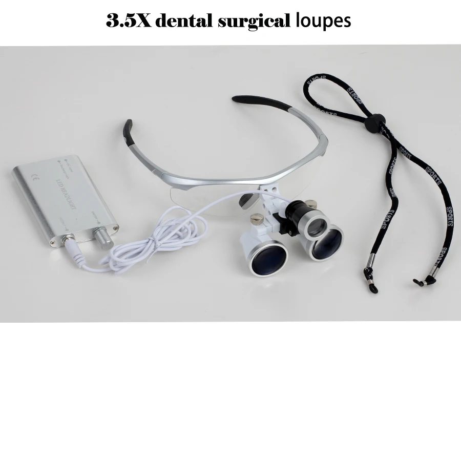 Dental2.5X/3.5X бинокулярное увеличение хирургическая Лупа лупы с фар Светодиодный свет хирургические зубные лупы Лампа
