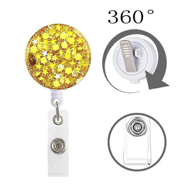 10 Colors Creative Sequin Retractable Nurse Badge Reel Clip Badge Holder  Students Doctor Id Card Holder