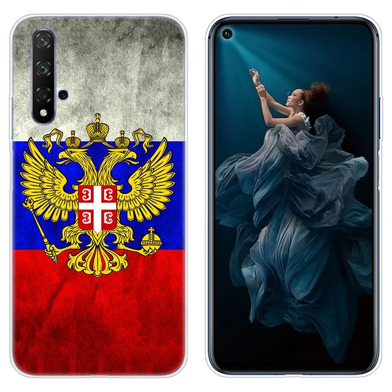 Роскошный силиконовый чехол с эмблемой российского флага для Huawei NOVA 5 5i Mate 30 Lite Y9