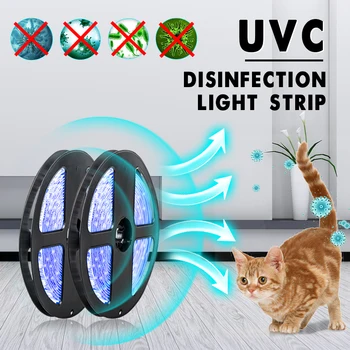 

UV LED Strip Light DC12V 5M UV Sterilizer Light 5050SMD UVC Germicidal Disinfection Strip Lights 60leds/m UVC Germicidal Tape