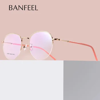 

Round Alloy Half Frame Glasses Frames Women Myopia Prescription Eyeglasses Frames Men Vintage Optical Eyewear Ladies Retro