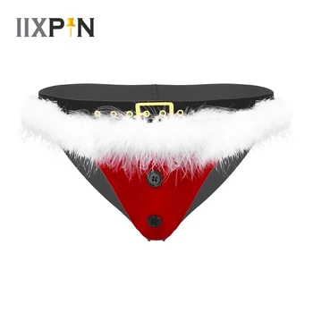 

Mens Briefs Underwear Christmas Velvet Sexy Lingerie Low Rise Open Butt Jockstrap Underwear Men G-string Thongs Sexy Panties