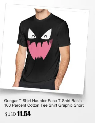 Gengar футболка Haunter Face футболка Базовая 100 хлопковая Футболка с графическим рисунком с коротким рукавом Милая Мужская футболка большого размера