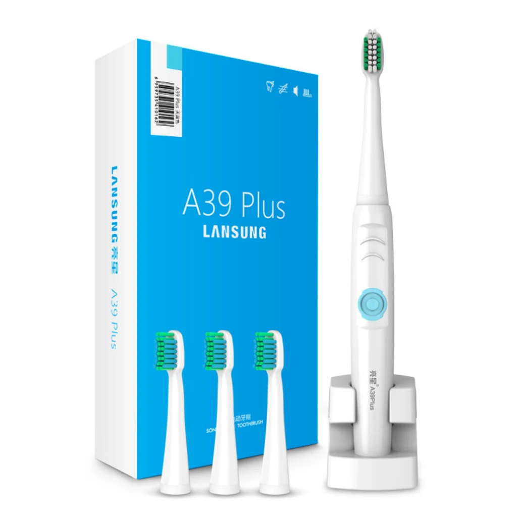 Rechargeable Power Electric Toothbrush Waterproof with 3 Replacement Brush Heads for Teeth Massage US Plug