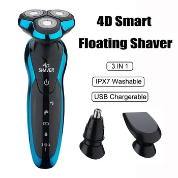 

4D Electric Shaver Razor Nose Beard Trimmer Shaving Machine for Men Barbeador Shaver Washable Rechargeable Wet Dry Waterproof