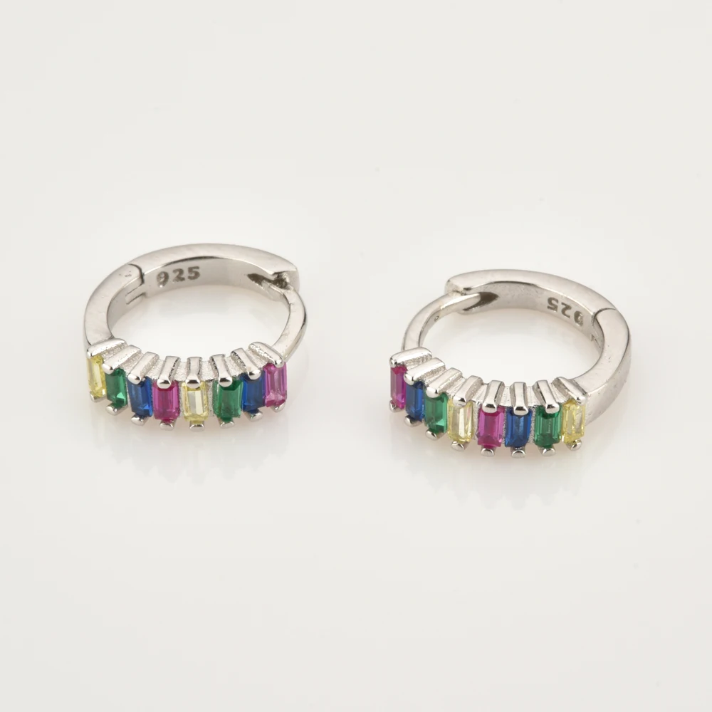 Silver Hoop Earrings ANDYWEN 925 Sterling Silver Middle 7.5mm Huggies Colorful Hoops Piercing Clips Pendiente Wedding Fine Jewelry Clips